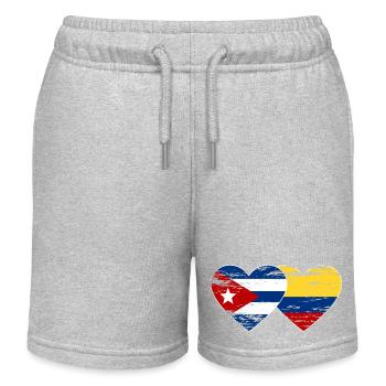 Kuba Kolumbien Flagge Herz used - Kinder Organic Joggingshorts Mini Bolter von Stanley/Stella - Grau meliert - Vorne