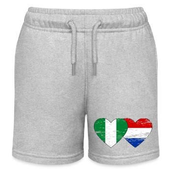 Nigeria Holland Flagge Herz - Kinder Organic Joggingshorts Mini Bolter von Stanley/Stella - Grau meliert - Vorne