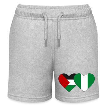 Palestine Nigeria Flag Heart - Kids Organic Sweat Shorts by Stanley/Stella - heather grey - Front
