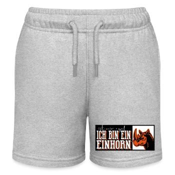 Einhorn unicorn lustig dub nas horn - Kinder Organic Joggingshorts Mini Bolter von Stanley/Stella - Grau meliert - Vorne