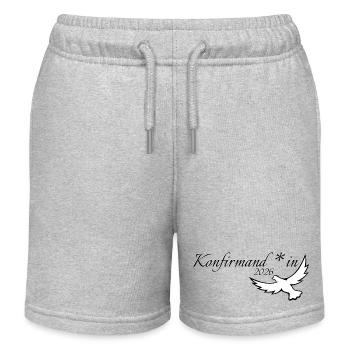 gendergerechte Konfirmation 2026 feiern Taube Gott - Kinder Organic Joggingshorts Mini Bolter von Stanley/Stella - Grau meliert - Vorne