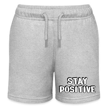 Bleib positiv Fette Typografie - Kinder Organic Joggingshorts Mini Bolter von Stanley/Stella - Grau meliert - Vorne