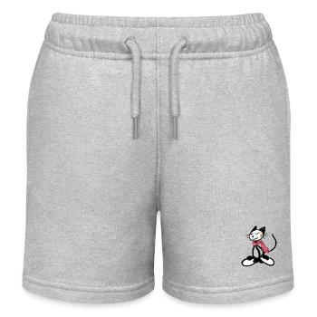 Happy The Cat MEDITATION - Kids Organic Sweat Shorts by Stanley/Stella - heather grey - Front