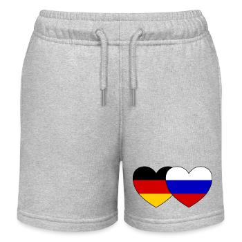 Deutschland Russland Flagge Herz - Kinder Organic Joggingshorts Mini Bolter von Stanley/Stella - Grau meliert - Vorne