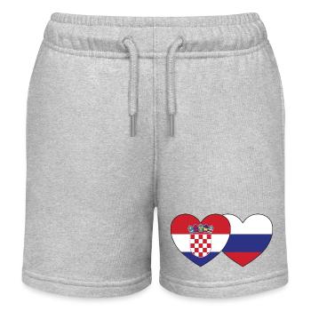 Croatia Russia Flag Heart - Kids Organic Sweat Shorts by Stanley/Stella - heather grey - Front