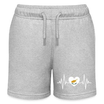 Zypern Flagge Herzschlag Republik Zypern Cyprus - Kinder Organic Joggingshorts Mini Bolter von Stanley/Stella - Grau meliert - Vorne