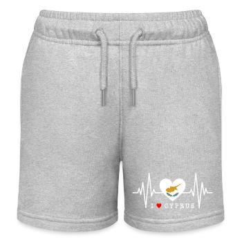 Zypern Flagge Herzschlag Republik Zypern Cyprus - Kinder Organic Joggingshorts Mini Bolter von Stanley/Stella - Grau meliert - Vorne