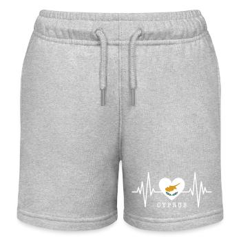Zypern Flagge Herzschlag Republik Zypern Cyprus - Kinder Organic Joggingshorts Mini Bolter von Stanley/Stella - Grau meliert - Vorne