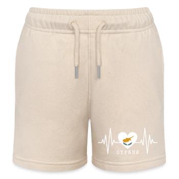 Cyprus Flag Heartbeat Republic of Cyprus Cyprus - Kids Organic Sweat Shorts by Stanley/Stella - soft Ecru - Front
