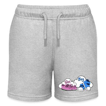 Girl Boy Shoe Pair Illustration - Kids Organic Sweat Shorts by Stanley/Stella - heather grey - Front