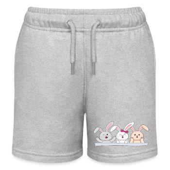 Trio de lapins heureux - Short de jogging enfant bio Stanley/Stella - gris chiné - Devant