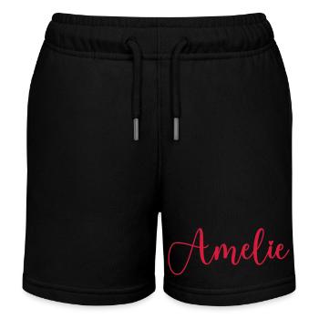 amelie name - Kinder Organic Joggingshorts Mini Bolter von Stanley/Stella - Schwarz - Vorne