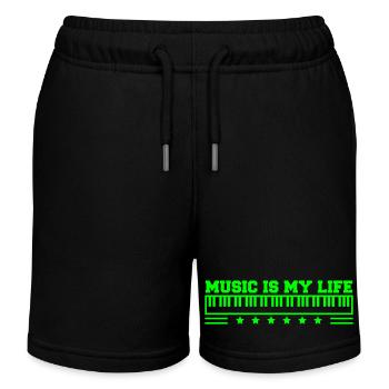 Music is my Life Piano Keys DJ Musical Instrument - Kids Organic Sweat Shorts by Stanley/Stella - black - Front