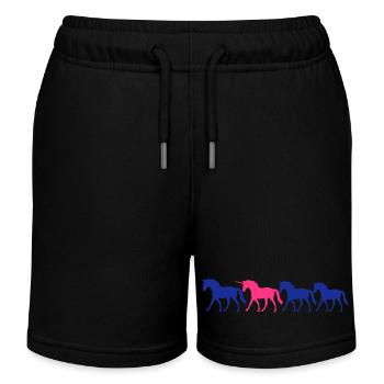 4 Einhörner Team Silhouette Be Different besonders - Kinder Organic Joggingshorts Mini Bolter von Stanley/Stella - Schwarz - Vorne