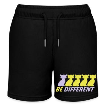Be Different Katzen Freunde Anders Besonders Sein - Kinder Organic Joggingshorts Mini Bolter von Stanley/Stella - Schwarz - Vorne