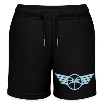 Palme Logo Flügel Wappen Emblem Symbol Sonne Blau - Kinder Organic Joggingshorts Mini Bolter von Stanley/Stella - Schwarz - Vorne