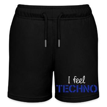 I Feel Techno Ich Fühle Musik Liebe Spruch Party - Kinder Organic Joggingshorts Mini Bolter von Stanley/Stella - Schwarz - Vorne