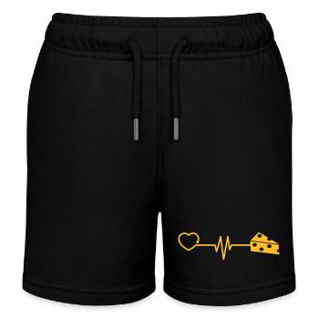 Käse Käseliebhaber Geschenk lustig Herzschlag EKG - Kinder Organic Joggingshorts Mini Bolter von Stanley/Stella - Schwarz - Vorne