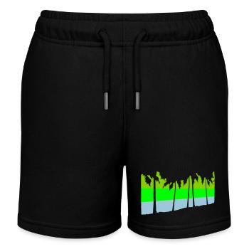 Palmen Insel Bäume Strand Urlaub Streifen Meer - Kinder Organic Joggingshorts Mini Bolter von Stanley/Stella - Schwarz - Vorne
