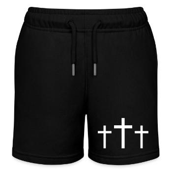 Drei Kreuze - Kinder Organic Joggingshorts Mini Bolter von Stanley/Stella - Schwarz - Vorne