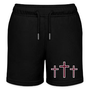 Drei Kreuze - Kinder Organic Joggingshorts Mini Bolter von Stanley/Stella - Schwarz - Vorne