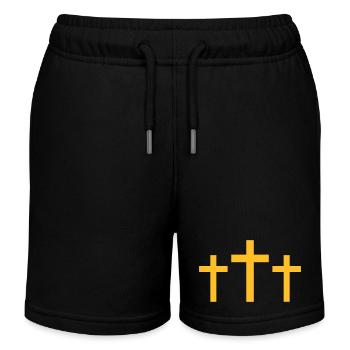 Drei Kreuze - Kinder Organic Joggingshorts Mini Bolter von Stanley/Stella - Schwarz - Vorne
