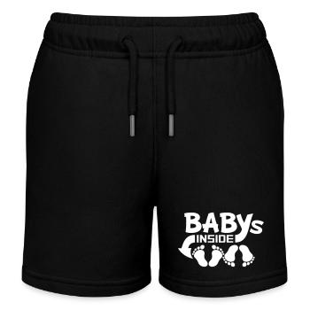 Bébés À L’intérieur 2 Jumeaux Enceinte Ventre Drôle - Short de jogging enfant bio Stanley/Stella - noir - Devant