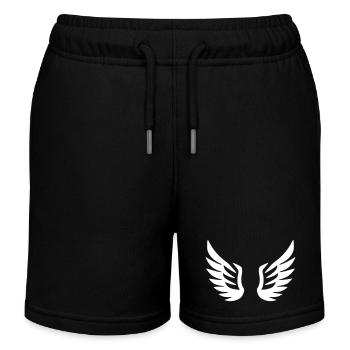 Angel Wings Symbol Coat of Arms Pictogram Vector - Kids Organic Sweat Shorts by Stanley/Stella - black - Front