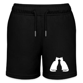 2 Katzen Küssen Pärchen Zwei Freunde Schmusen Paar - Kinder Organic Joggingshorts Mini Bolter von Stanley/Stella - Schwarz - Vorne