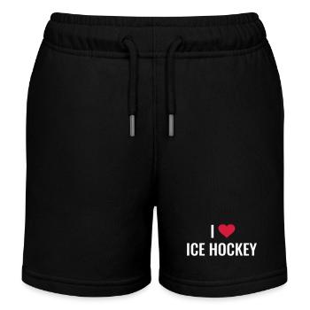 Eishockey Geschenkidee - I love Eishockey - Kinder Organic Joggingshorts Mini Bolter von Stanley/Stella - Schwarz - Vorne