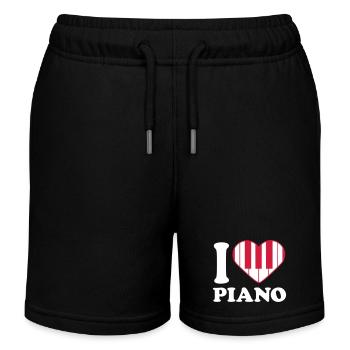 J’aime piano piano coeur instrument de musique amour - Short de jogging enfant bio Stanley/Stella - noir - Devant