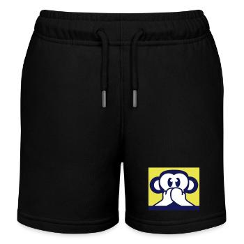 3 Wise Monkeys Speak Nothing Talk Keeps Mouth Shut - Kids Organic Sweat Shorts by Stanley/Stella - black - Front