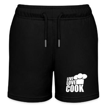 Live Love Cook Leben Liebe Kochen Küche Meister - Kinder Organic Joggingshorts Mini Bolter von Stanley/Stella - Schwarz - Vorne