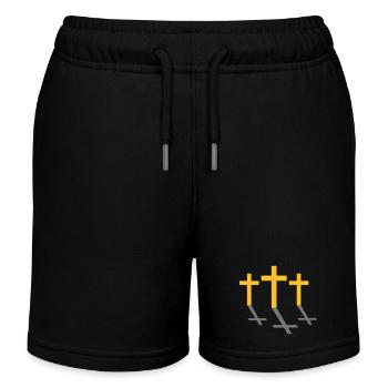 Drei Kreuze - Kinder Organic Joggingshorts Mini Bolter von Stanley/Stella - Schwarz - Vorne