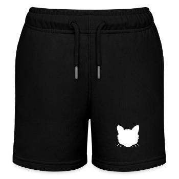 Katzen Gesicht Silhouette Kopf Umrandung Umriss - Kinder Organic Joggingshorts Mini Bolter von Stanley/Stella - Schwarz - Vorne