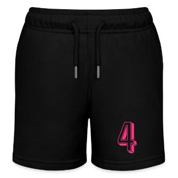 Zahl vier - Nummer 4 pink Mädchen Trikotnummer - Kinder Organic Joggingshorts Mini Bolter von Stanley/Stella - Schwarz - Vorne