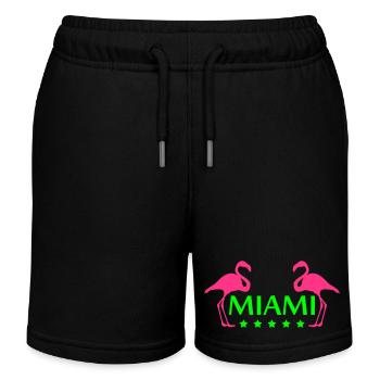 Miami USA 2 Flamingos Star Birds America Florida - Kids Organic Sweat Shorts by Stanley/Stella - black - Front