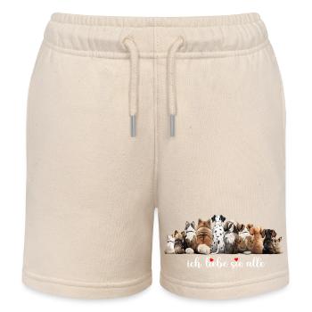 Dogs- I love them all - Kids Organic Sweat Shorts by Stanley/Stella - soft Ecru - Front