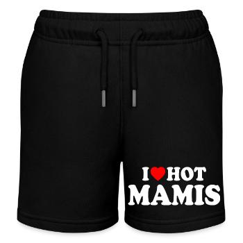I love hot mamis - Kids Organic Sweat Shorts by Stanley/Stella - black - Front