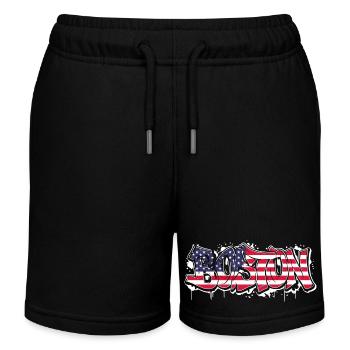 Boston Graffiti-Kunst - Urbaner Stil mit USA Fahne - Kinder Organic Joggingshorts Mini Bolter von Stanley/Stella - Schwarz - Vorne