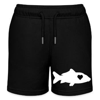 Carpe amour coeur poisson pêche cadeau - Short de jogging enfant bio Stanley/Stella - noir - Devant