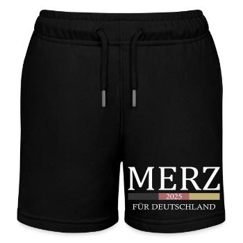 Merz für Deutschland 2025 - Kinder Organic Joggingshorts Mini Bolter von Stanley/Stella - Schwarz - Vorne