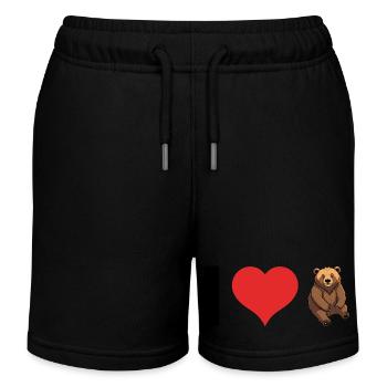 I love Bears - Cute Animal Design - Kinder Organic Joggingshorts Mini Bolter von Stanley/Stella - Schwarz - Vorne