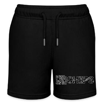 Fish and Chips Retro Ragged - Kids Organic Sweat Shorts by Stanley/Stella - black - Front