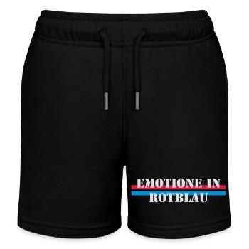 Emotione in Rotblau (FC Basel) - Kinder Organic Joggingshorts Mini Bolter von Stanley/Stella - Schwarz - Vorne