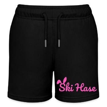 Ski Rabbit Ski Party Snow Winter Slope pink - Kids Organic Sweat Shorts by Stanley/Stella - black - Front