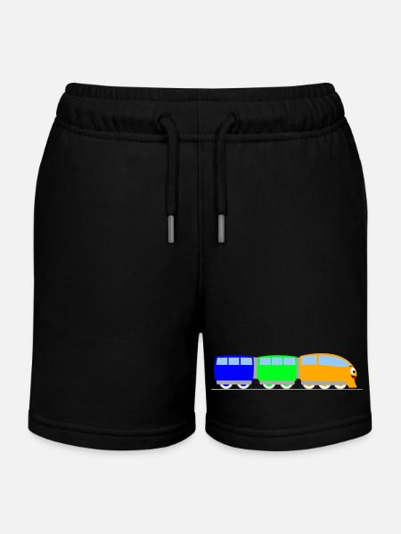 Kinder Zug - Eisenbahn - Bahn - Stanley/Stella børne sweatshorts økologisk - sort