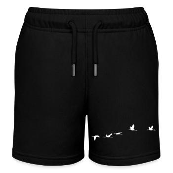 Zugvögel weiss Kranich - Kinder Organic Joggingshorts Mini Bolter von Stanley/Stella - Schwarz - Vorne