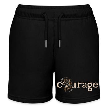 Mut Courage Löwe Motivation Kraft Stärke Logo - Kinder Organic Joggingshorts Mini Bolter von Stanley/Stella - Schwarz - Vorne