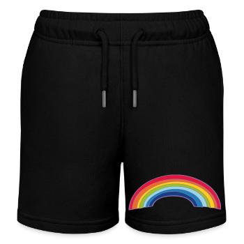 Bunter Regenbogen - Kinder Organic Joggingshorts Mini Bolter von Stanley/Stella - Schwarz - Vorne